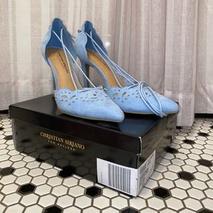Christian Soriano blue strappy heels